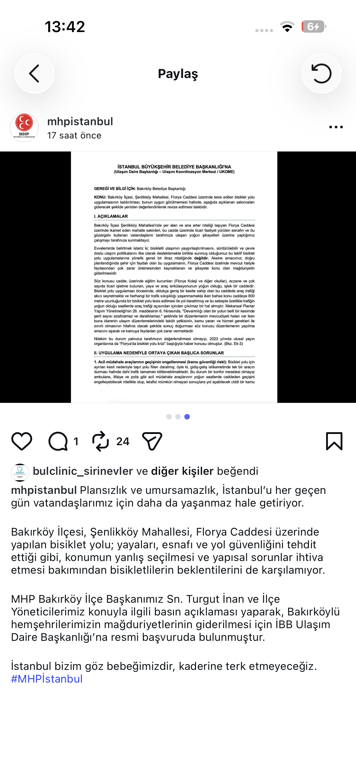 Bakırköy’de Bisiklet Yolu Tartışması: MHP İlçe Başkanlığı’ndan İBB’ye Resmî Başvuru