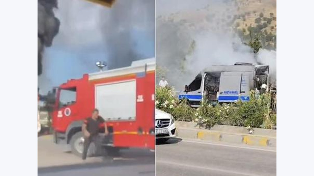 Seyir halindeki hasta nakil aracı yandı: Şoförün zamanında müdahalesi faciayı önledi